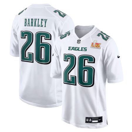 Men's Philadelphia Eagles Saquon Barkley Nike Tundra White Super Bowl LIX Fashion Game Player Jersey Men's Philadelphia Eagles Saquon Barkley Nike Tundra White Super Bowl LIX Fashion Game Player Jersey